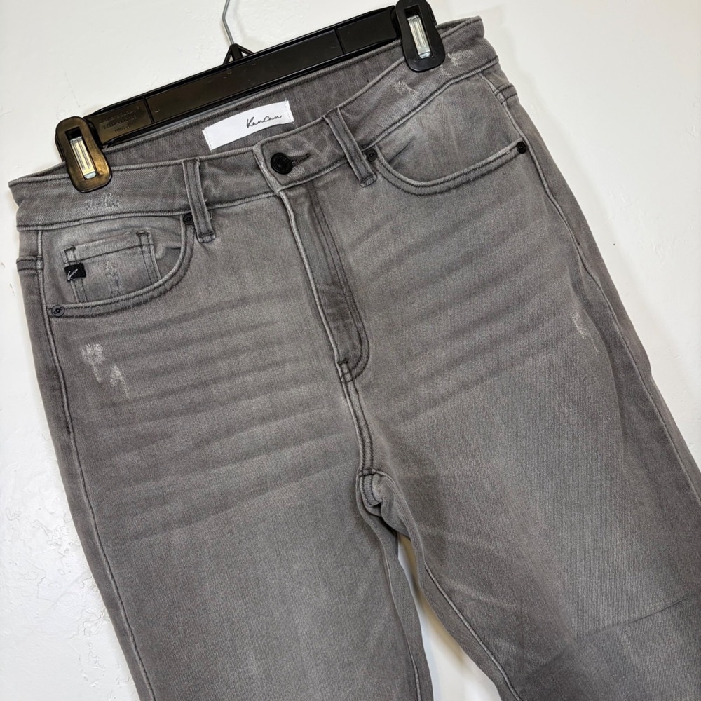 KanCan Gray High Rise Straight Leg Distressed Raw Hem Jeans KC9216LG Size 11 29